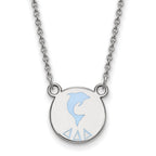 Sterling Silver Rhodium-plated LogoArt Delta Delta Delta Sorority Symbol Small Color Enamel Pendant 18 inch Necklace