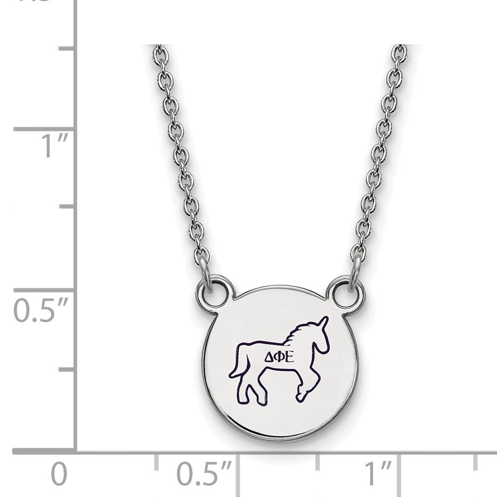 Sterling Silver Rhodium-plated LogoArt Delta Phi Epsilon Sorority Symbol Small Color Enamel Pendant 18 inch Necklace