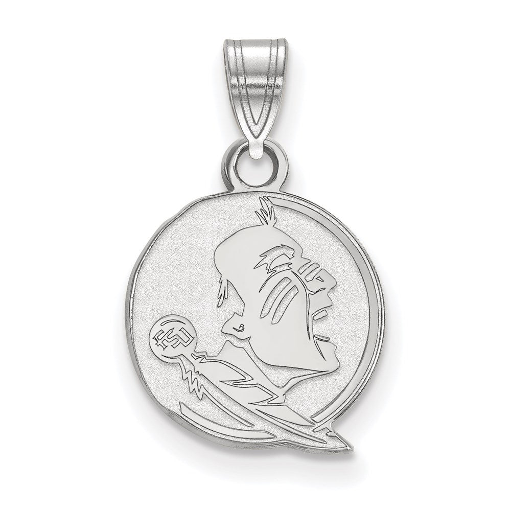 Sterling Silver Rhodium-plated LogoArt Florida State University Seminole Small Pendant