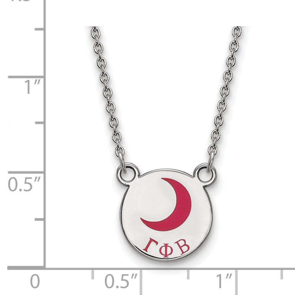 Sterling Silver Rhodium-plated LogoArt Gamma Phi Beta Sorority Symbol Small Color Enamel Pendant 18 inch Necklace