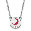 Sterling Silver Rhodium-plated LogoArt Gamma Phi Beta Sorority Symbol Small Color Enamel Pendant 18 inch Necklace