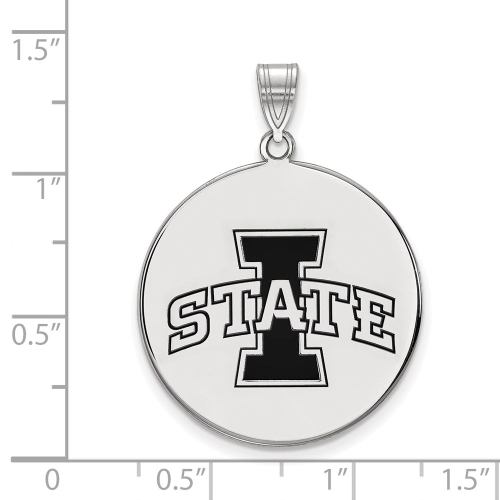 Sterling Silver Rhodium-plated LogoArt Iowa State University Extra Large Enameled Disc Pendant