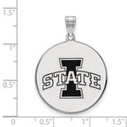 Sterling Silver Rhodium-plated LogoArt Iowa State University Extra Large Enameled Disc Pendant