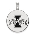 Sterling Silver Rhodium-plated LogoArt Iowa State University Extra Large Enameled Disc Pendant
