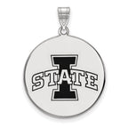 Sterling Silver Rhodium-plated LogoArt Iowa State University Extra Large Enameled Disc Pendant