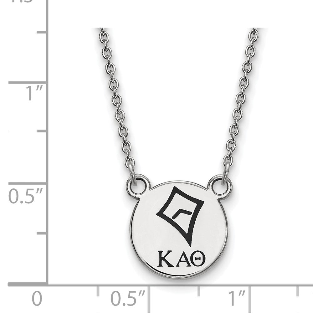 Sterling Silver Rhodium-plated LogoArt Kappa Alpha Theta Sorority Symbol Small Color Enamel Pendant 18 inch Necklace