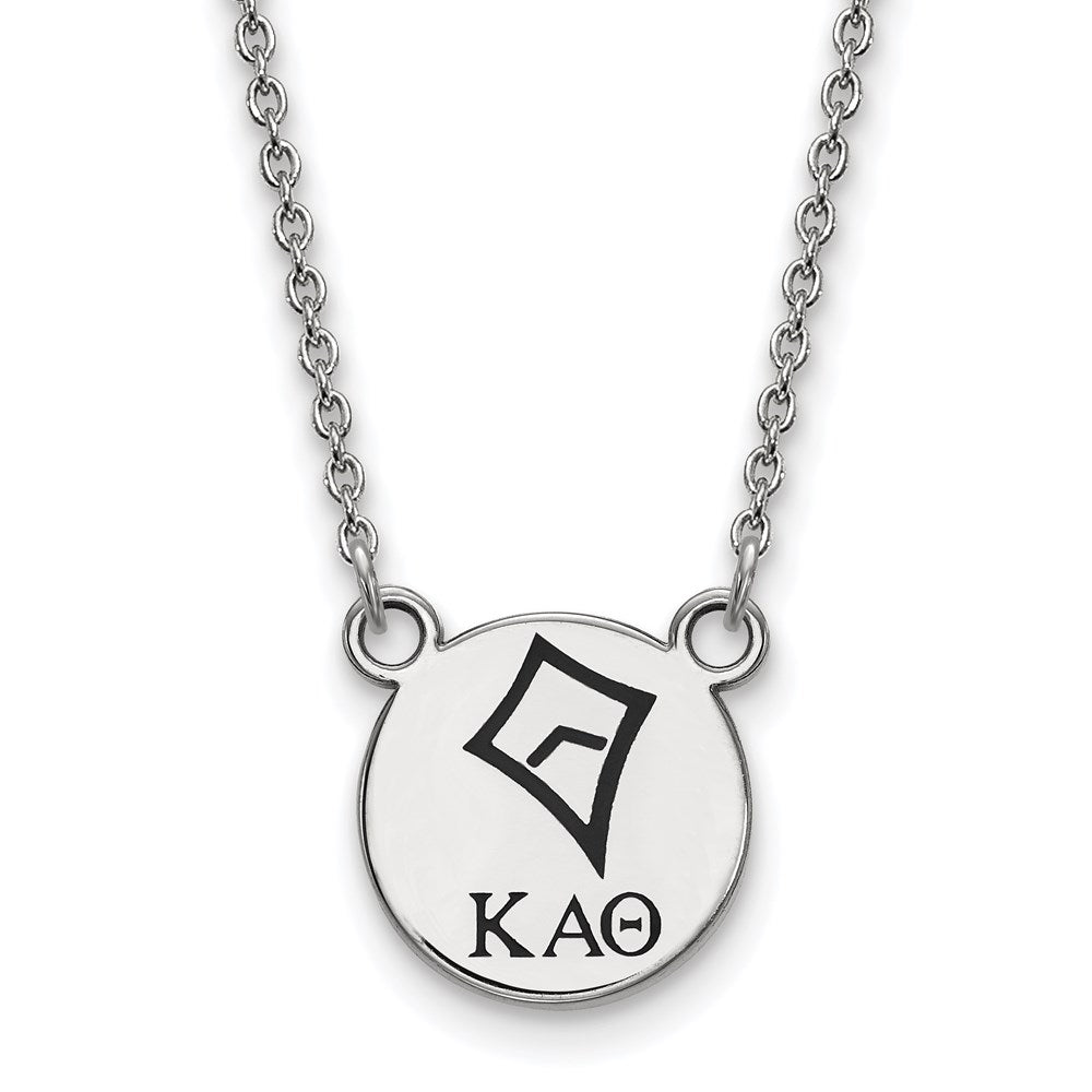 Sterling Silver Rhodium-plated LogoArt Kappa Alpha Theta Sorority Symbol Small Color Enamel Pendant 18 inch Necklace