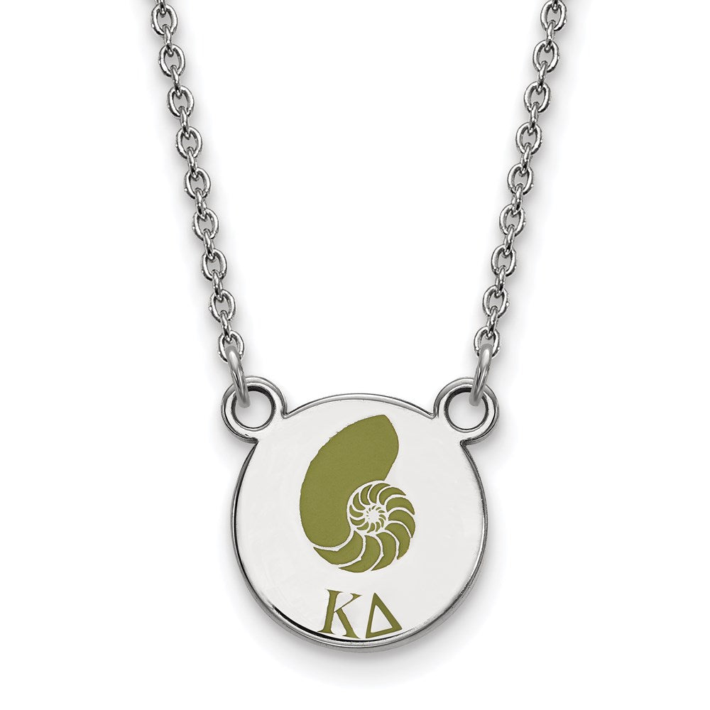Sterling Silver Rhodium-plated LogoArt Kappa Delta Sorority Symbol Small Color Enamel Pendant 18 inch Necklace