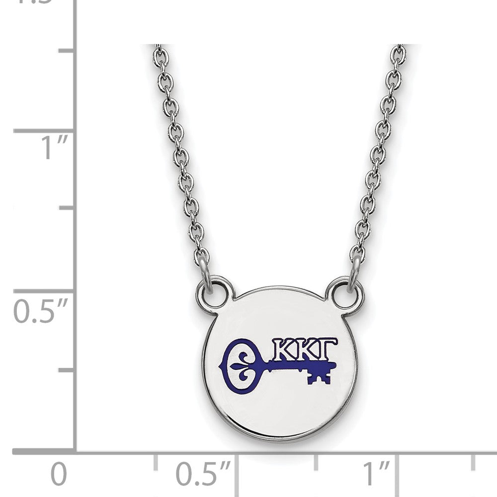 Sterling Silver Rhodium-plated LogoArt Kappa Kappa Gamma Sorority Symbol Small Color Enamel Pendant 18 inch Necklace