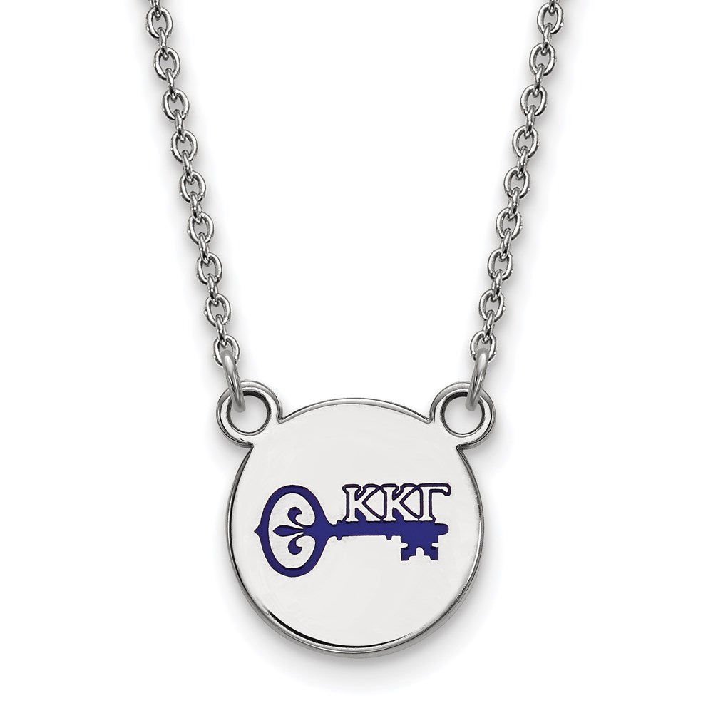 Sterling Silver Rhodium-plated LogoArt Kappa Kappa Gamma Sorority Symbol Small Color Enamel Pendant 18 inch Necklace