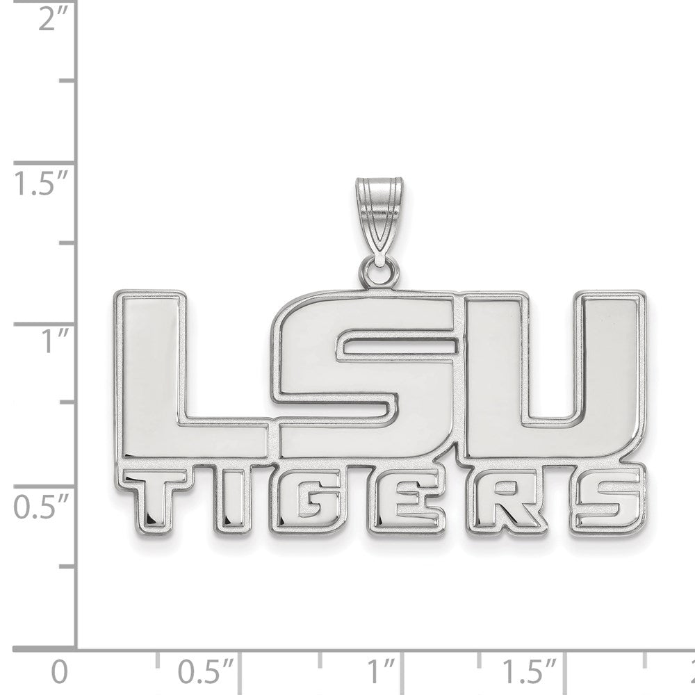 14k White Gold LogoArt Louisiana State University L-S-U Tigers Large Pendant
