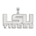 14k White Gold LogoArt Louisiana State University L-S-U Tigers Large Pendant