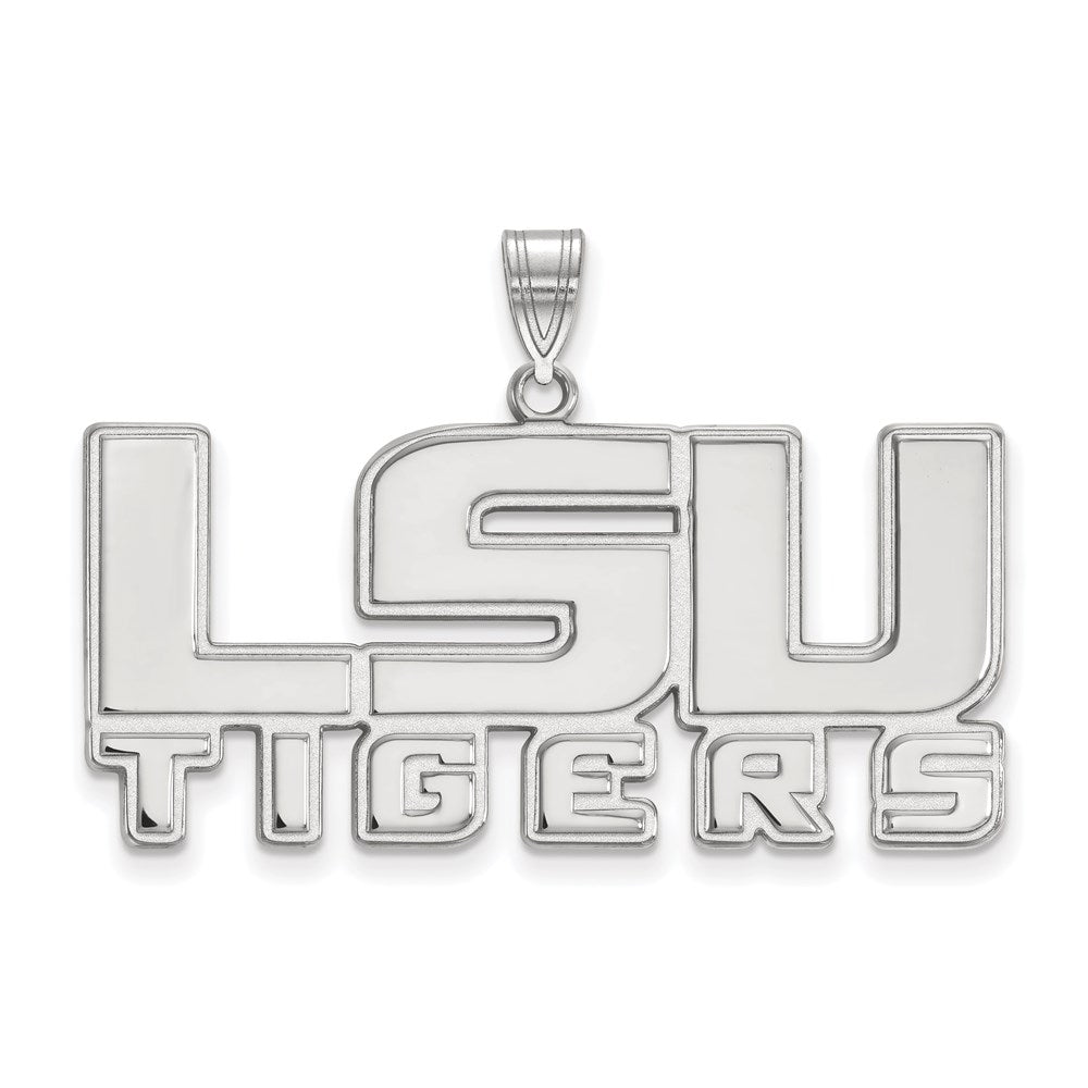 14k White Gold LogoArt Louisiana State University L-S-U Tigers Large Pendant
