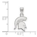 Sterling Silver Rhodium-plated LogoArt Michigan State University Spartan Small Pendant