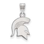 Sterling Silver Rhodium-plated LogoArt Michigan State University Spartan Small Pendant
