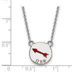 Sterling Silver Rhodium-plated LogoArt Pi Beta Phi Sorority Symbol Small Color Enamel Pendant 18 inch Necklace