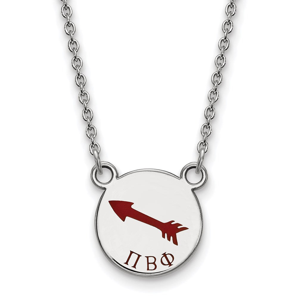 Sterling Silver Rhodium-plated LogoArt Pi Beta Phi Sorority Symbol Small Color Enamel Pendant 18 inch Necklace