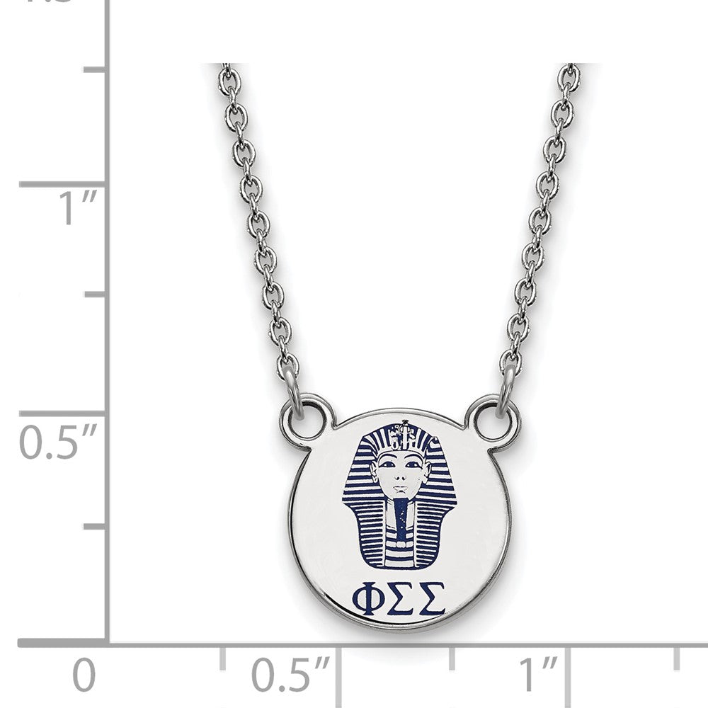 Sterling Silver Rhodium-plated LogoArt Phi Sigma Sigma Sorority Symbol Small Color Enamel Pendant 18 inch Necklace
