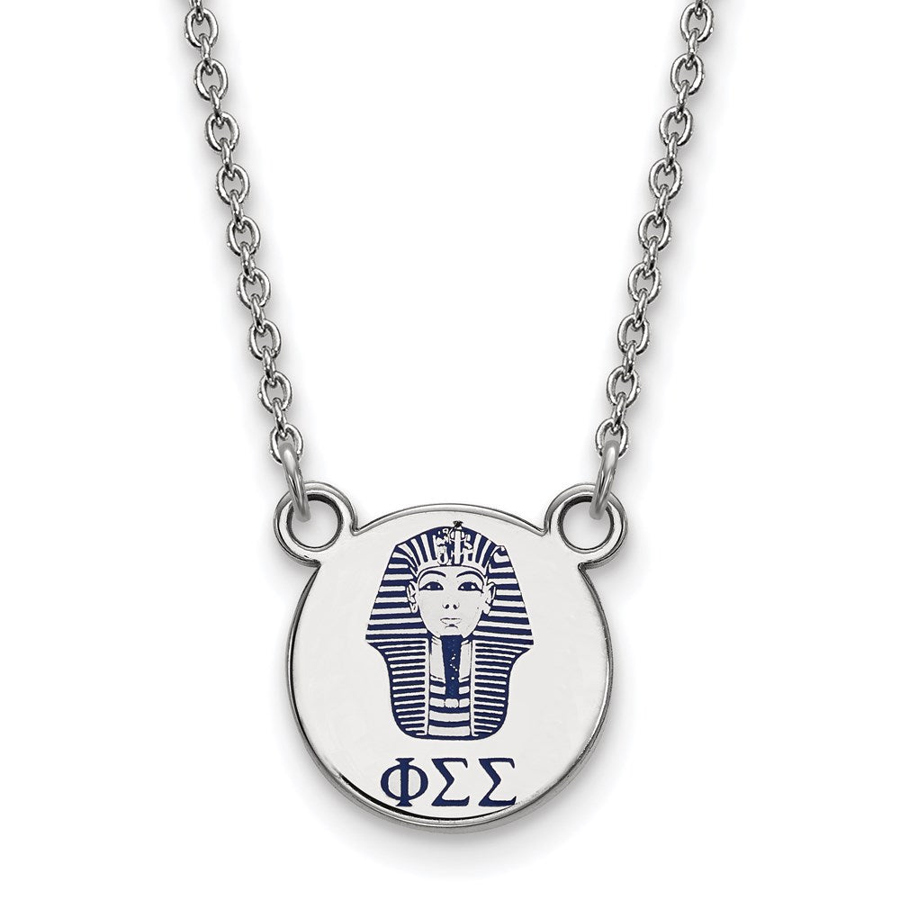 Sterling Silver Rhodium-plated LogoArt Phi Sigma Sigma Sorority Symbol Small Color Enamel Pendant 18 inch Necklace