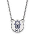 Sterling Silver Rhodium-plated LogoArt Phi Sigma Sigma Sorority Symbol Small Color Enamel Pendant 18 inch Necklace