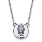 Sterling Silver Rhodium-plated LogoArt Phi Sigma Sigma Sorority Symbol Small Color Enamel Pendant 18 inch Necklace