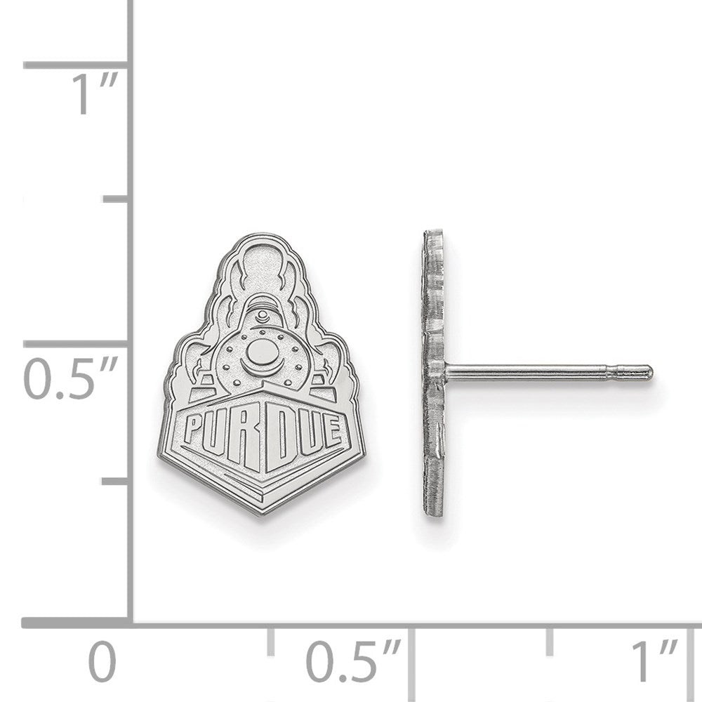 14k White Gold LogoArt Purdue University Boilermakers Train Logo Small Post Earrings