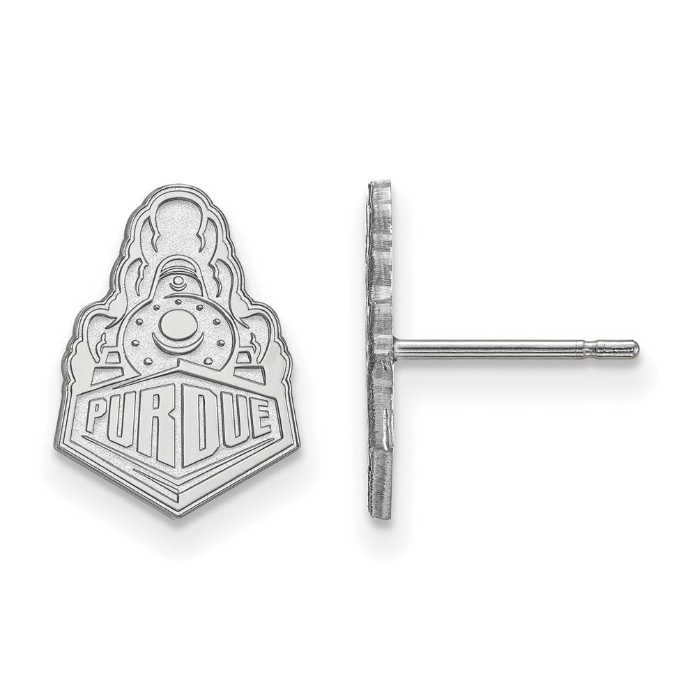 14k White Gold LogoArt Purdue University Boilermakers Train Logo Small Post Earrings