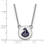 Sterling Silver Rhodium-plated LogoArt Sigma Sigma Sigma Sorority Symbol Small Color Enamel Pendant 18 inch Necklace