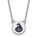 Sterling Silver Rhodium-plated LogoArt Sigma Sigma Sigma Sorority Symbol Small Color Enamel Pendant 18 inch Necklace