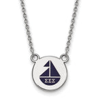 Sterling Silver Rhodium-plated LogoArt Sigma Sigma Sigma Sorority Symbol Small Color Enamel Pendant 18 inch Necklace