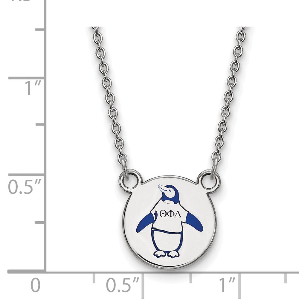 Sterling Silver Rhodium-plated LogoArt Theta Phi Alpha Sorority Symbol Small Color Enamel Pendant 18 inch Necklace