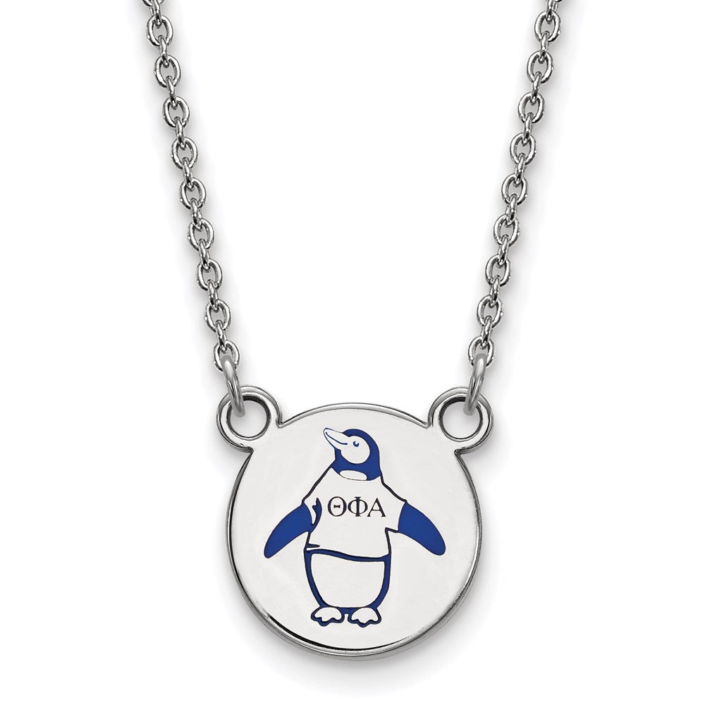 Sterling Silver Rhodium-plated LogoArt Theta Phi Alpha Sorority Symbol Small Color Enamel Pendant 18 inch Necklace