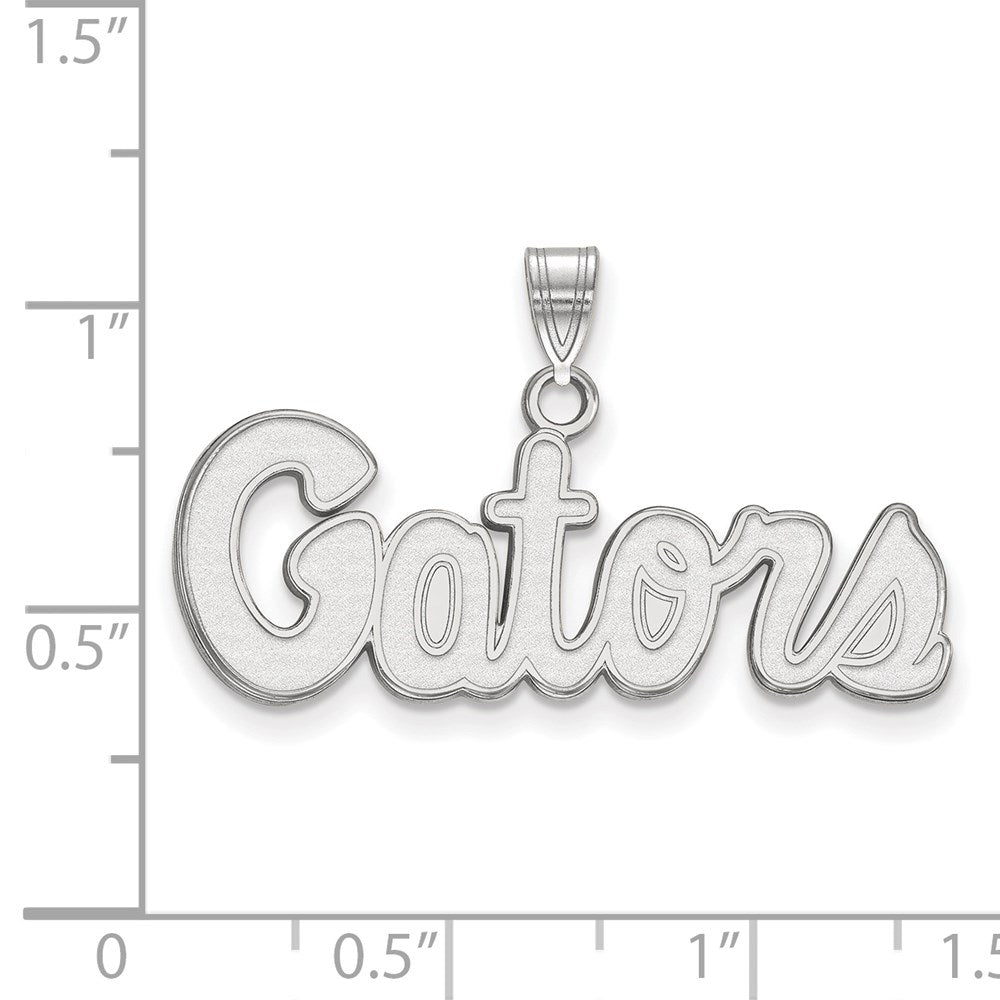 14k White Gold LogoArt University of Florida Gators Script Small Pendant