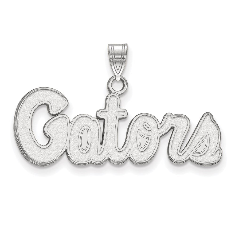 14k White Gold LogoArt University of Florida Gators Script Small Pendant