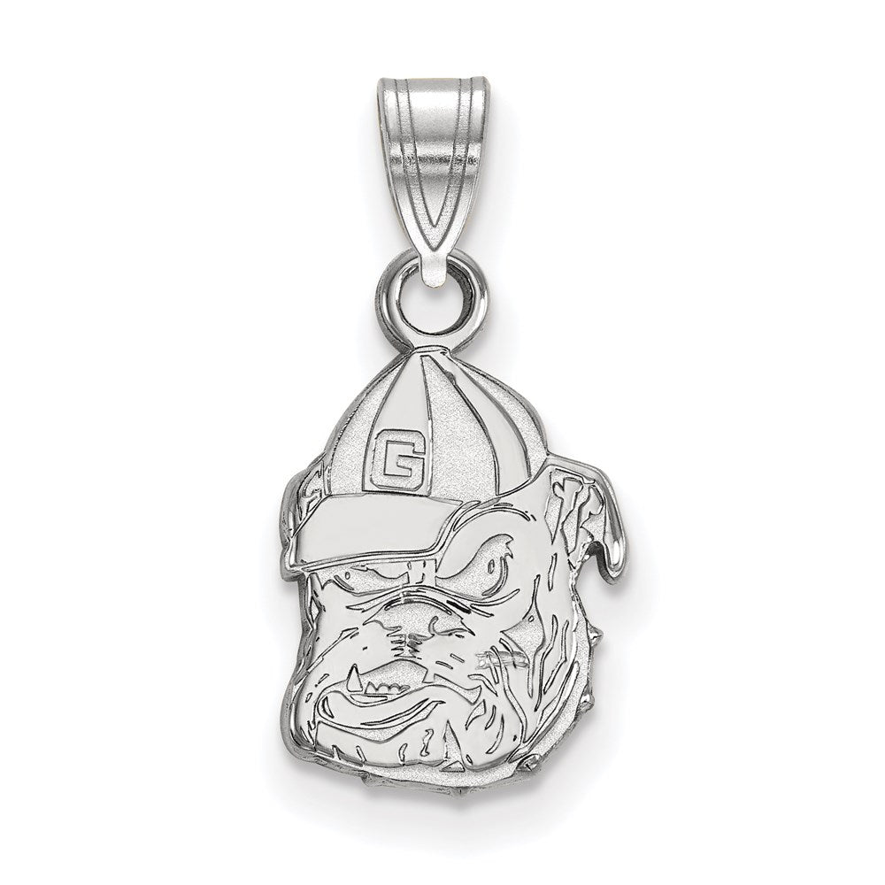 Sterling Silver Rhodium-plated LogoArt University of Georgia Bulldog Small Pendant