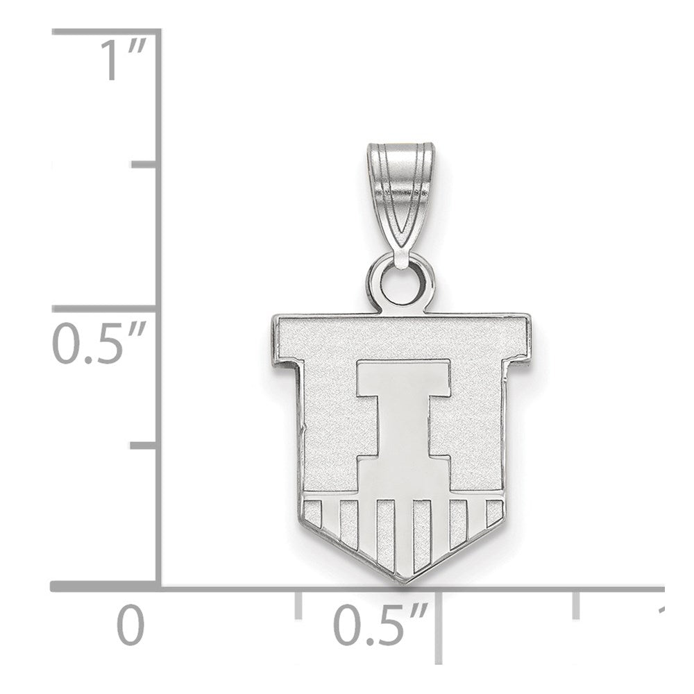 10k White Gold LogoArt University of Illinois Victory Badge Small Pendant