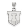 Sterling Silver Rhodium-plated LogoArt University of Illinois Victory Badge Small Pendant