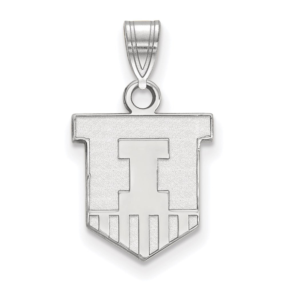 Sterling Silver Rhodium-plated LogoArt University of Illinois Victory Badge Small Pendant