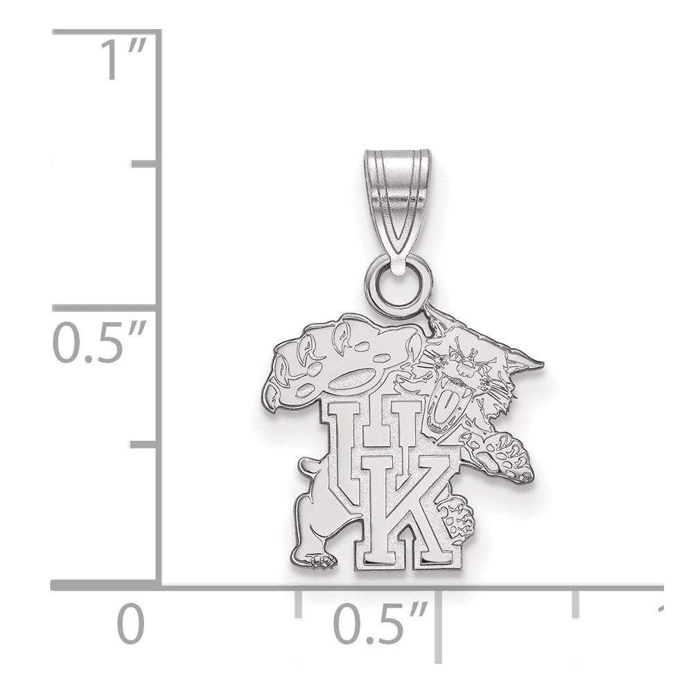 Sterling Silver Rhodium-plated LogoArt University of Kentucky U-K Wildcat Small Pendant