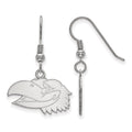 Sterling Silver Rhodium-plated LogoArt University of Kansas Jayhawk Small Dangle Wire Earrings