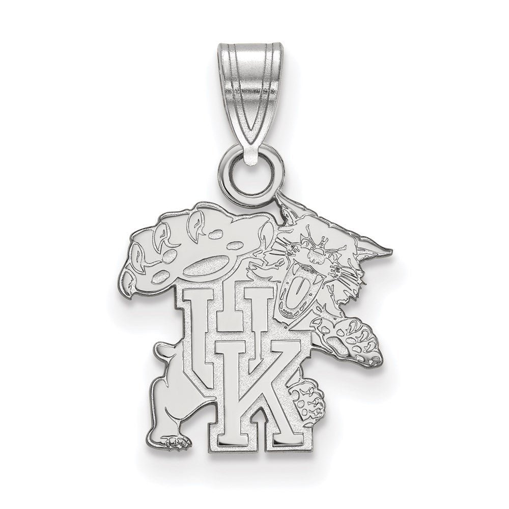 Sterling Silver Rhodium-plated LogoArt University of Kentucky U-K Wildcat Small Pendant