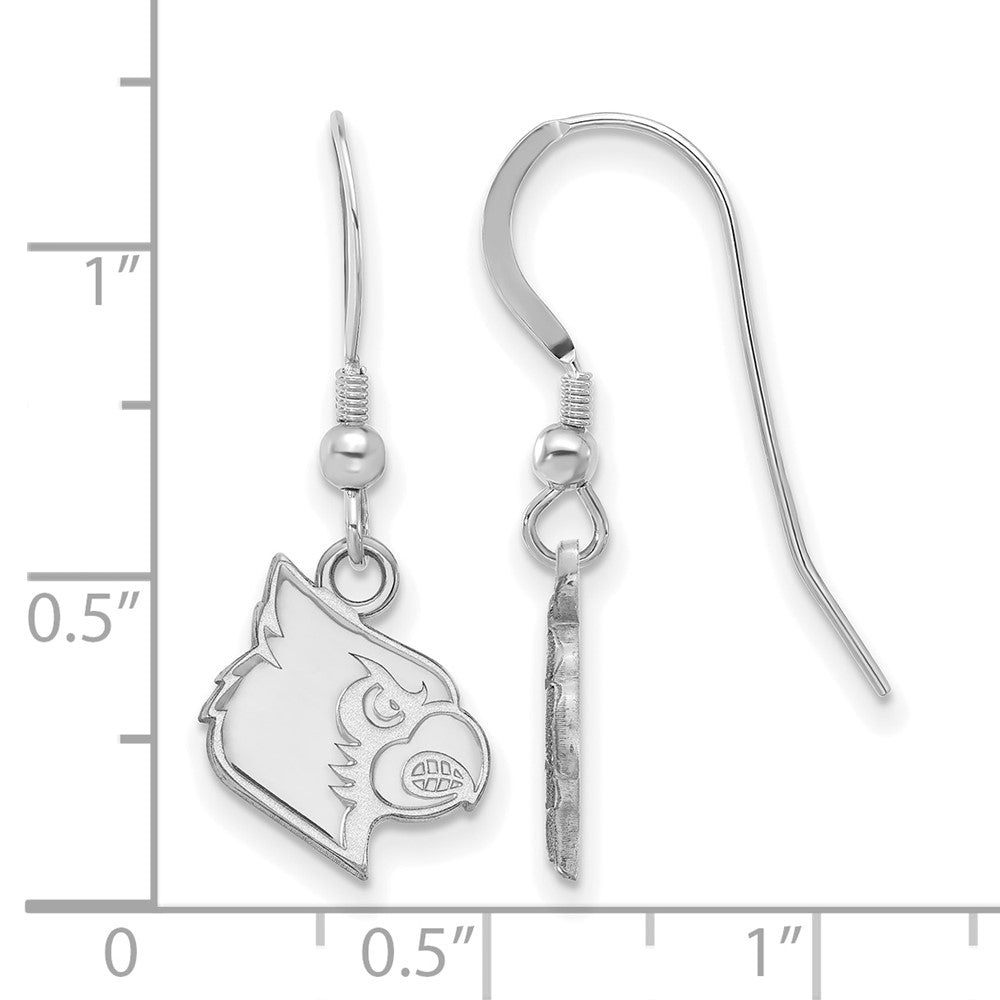 Sterling Silver Rhodium-plated LogoArt University of Louisville Cardinal Small Dangle Wire Earrings