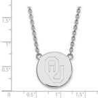 Sterling Silver Rhodium-plated LogoArt University of Oklahoma O-U Large Disc 18 inch Necklace
