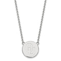 Sterling Silver Rhodium-plated LogoArt University of Oklahoma O-U Large Disc 18 inch Necklace