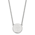 Sterling Silver Rhodium-plated LogoArt University of Oklahoma O-U Large Disc 18 inch Necklace