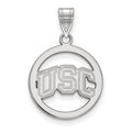 Sterling Silver Rhodium-plated University of Southern California U-S-C Medium Circle Pendant
