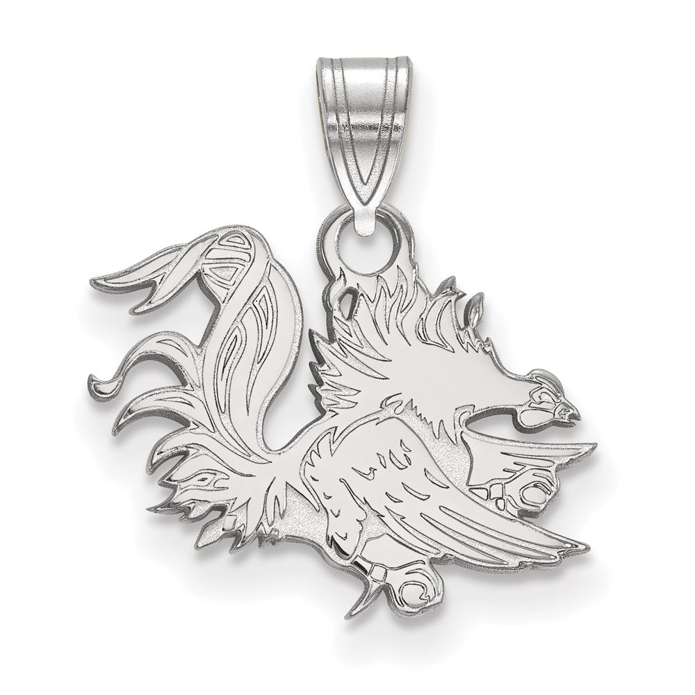 10k White Gold LogoArt University of South Carolina Gamecock Small Pendant