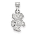 Sterling Silver Rhodium-plated LogoArt University of Wisconsin Badger Small Pendant