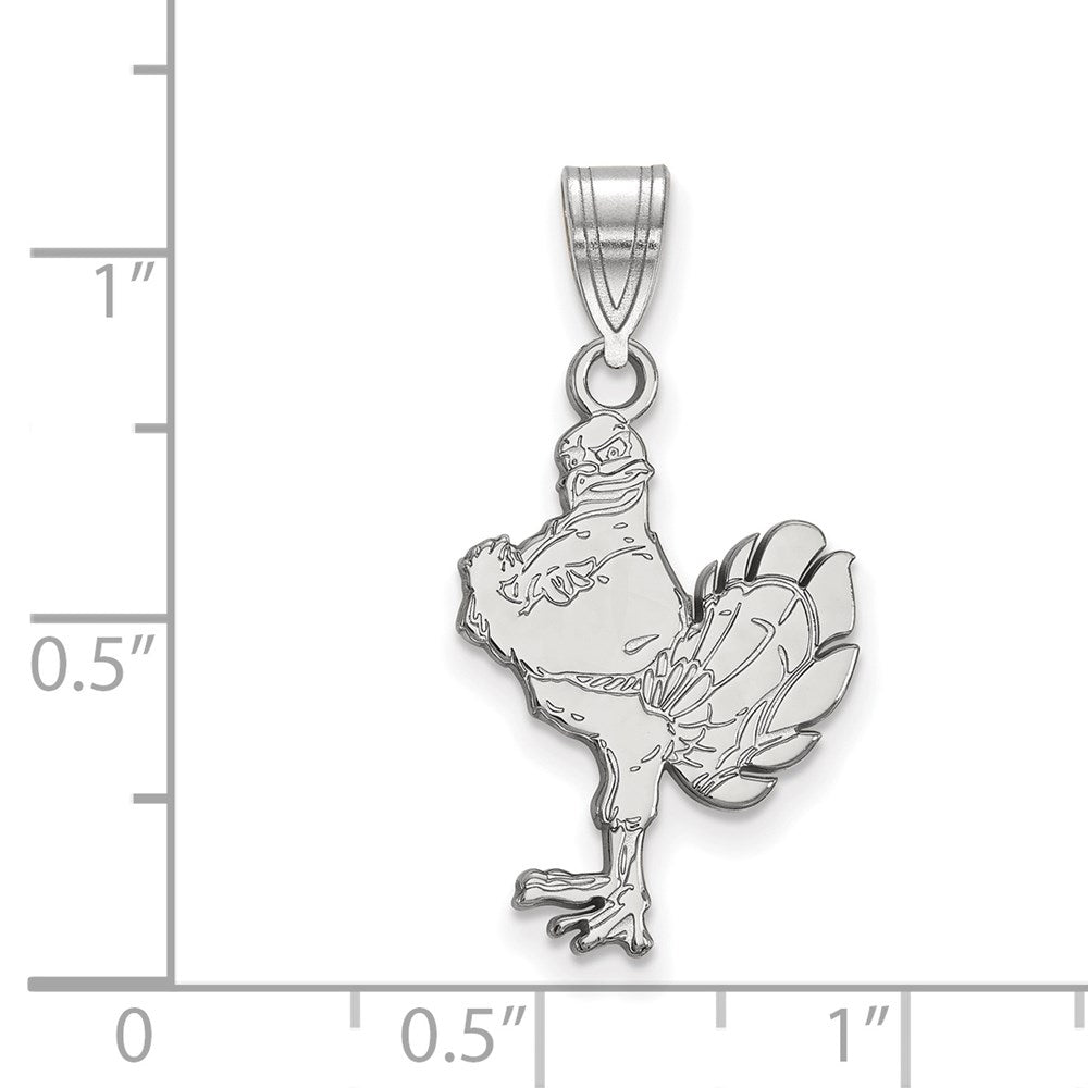 Sterling Silver Rhodium-plated LogoArt Virginia Tech HokieBird Large Pendant