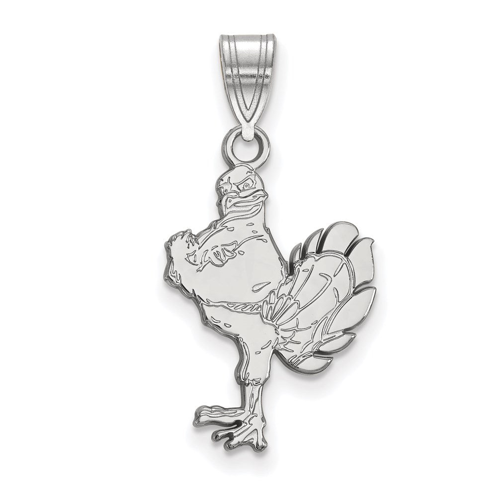 Sterling Silver Rhodium-plated LogoArt Virginia Tech HokieBird Large Pendant